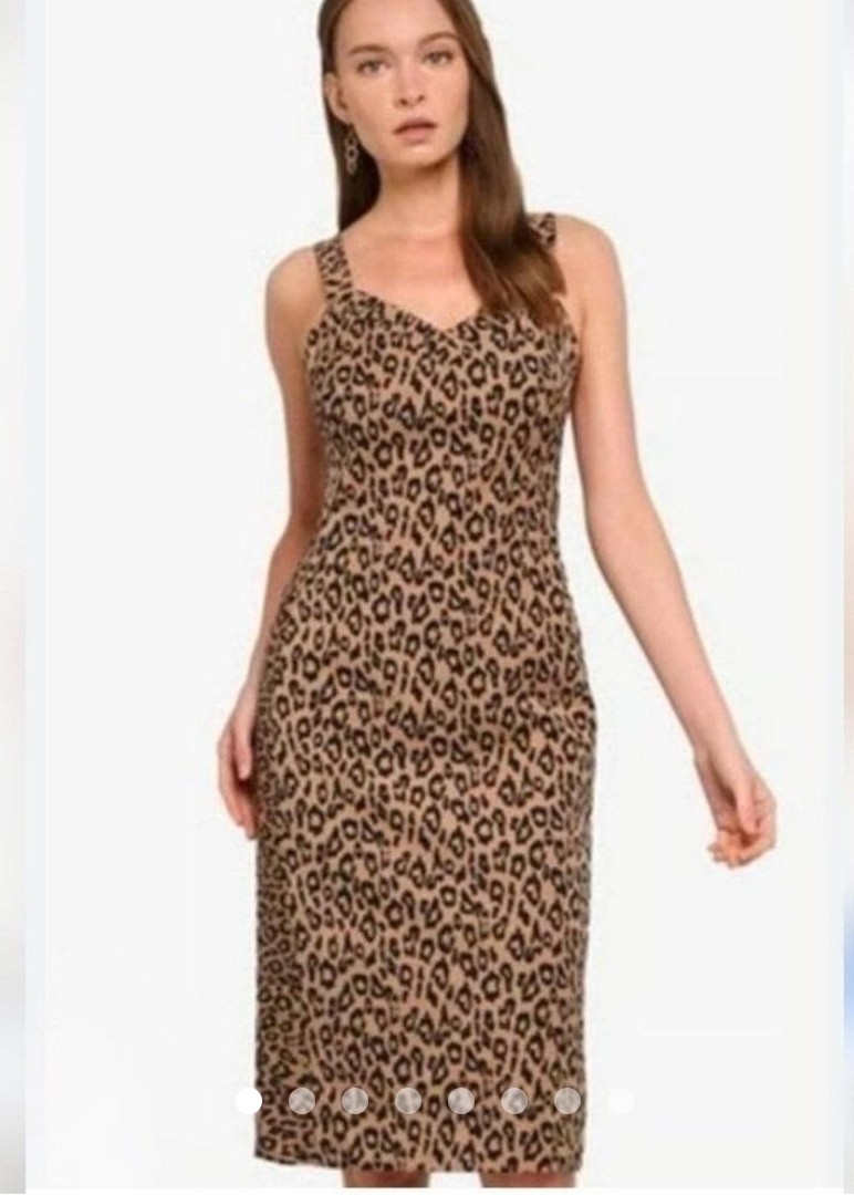 Banana Republic Sheath Dress Leopard Bi-Stretch Size 4 adjustable straps
