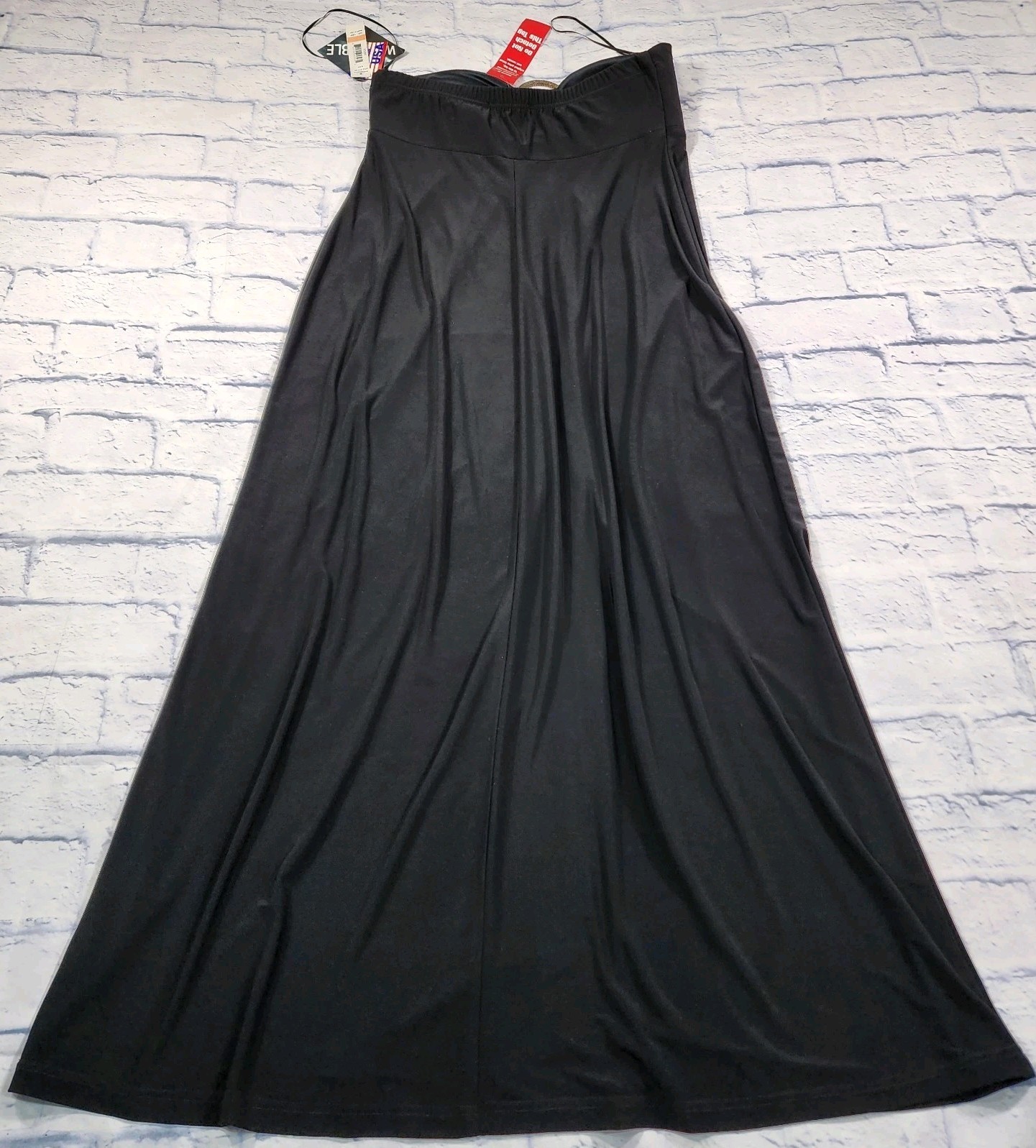 R&M Richards WOMENS 12P Black Jersey Knit Halter Dress Rhinestone Buckle Maxi