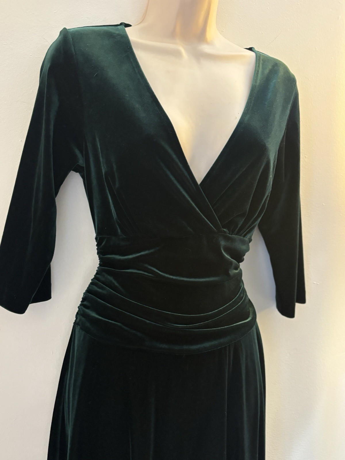 Connected Apparel Green Velvet Wrap Dress Size 6 Stretchy Y2K Sri Lanka