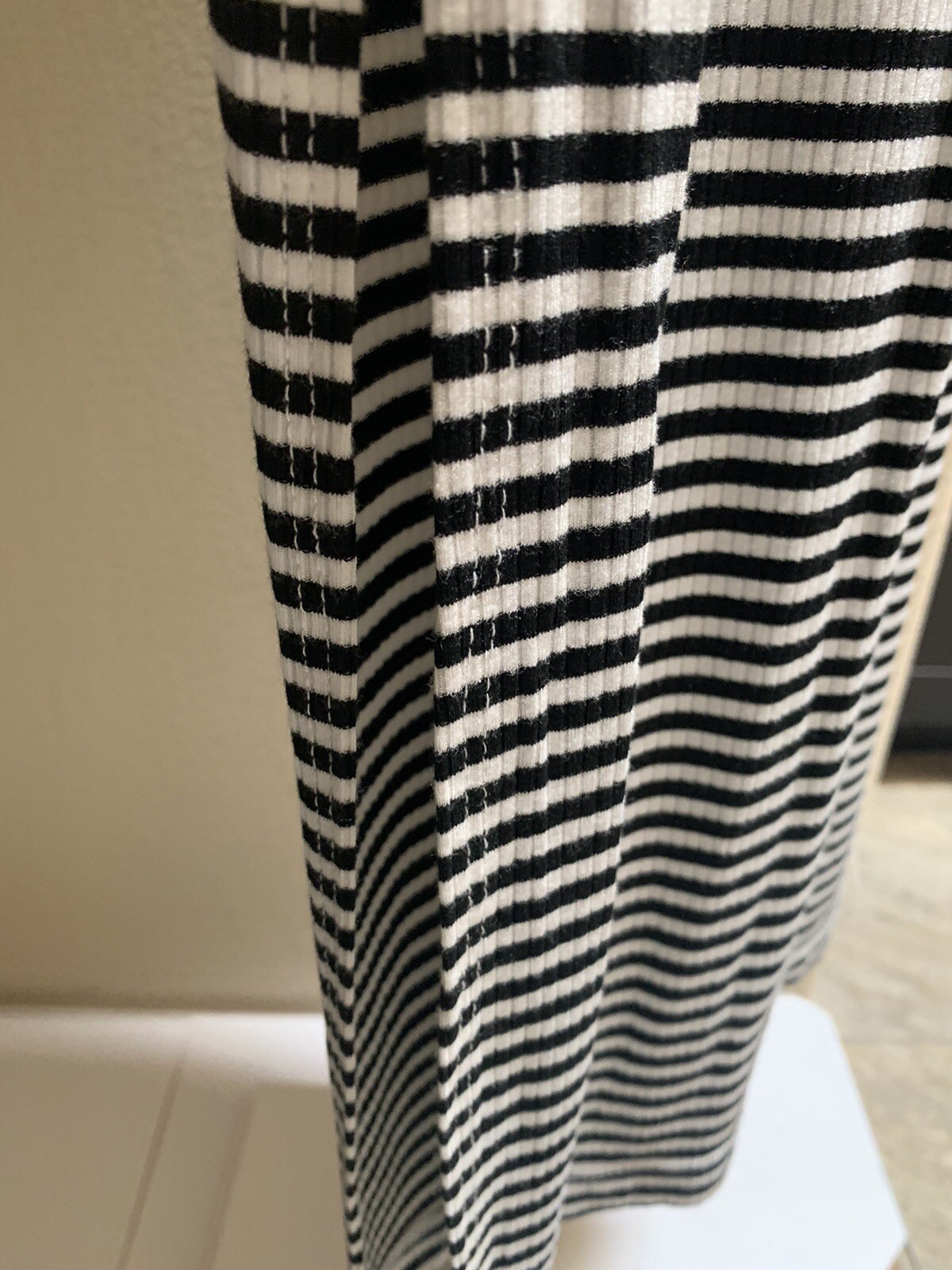 Velvet Torch Black White Striped Maxi Dress Size XS Lined Mock Neck Side Slit