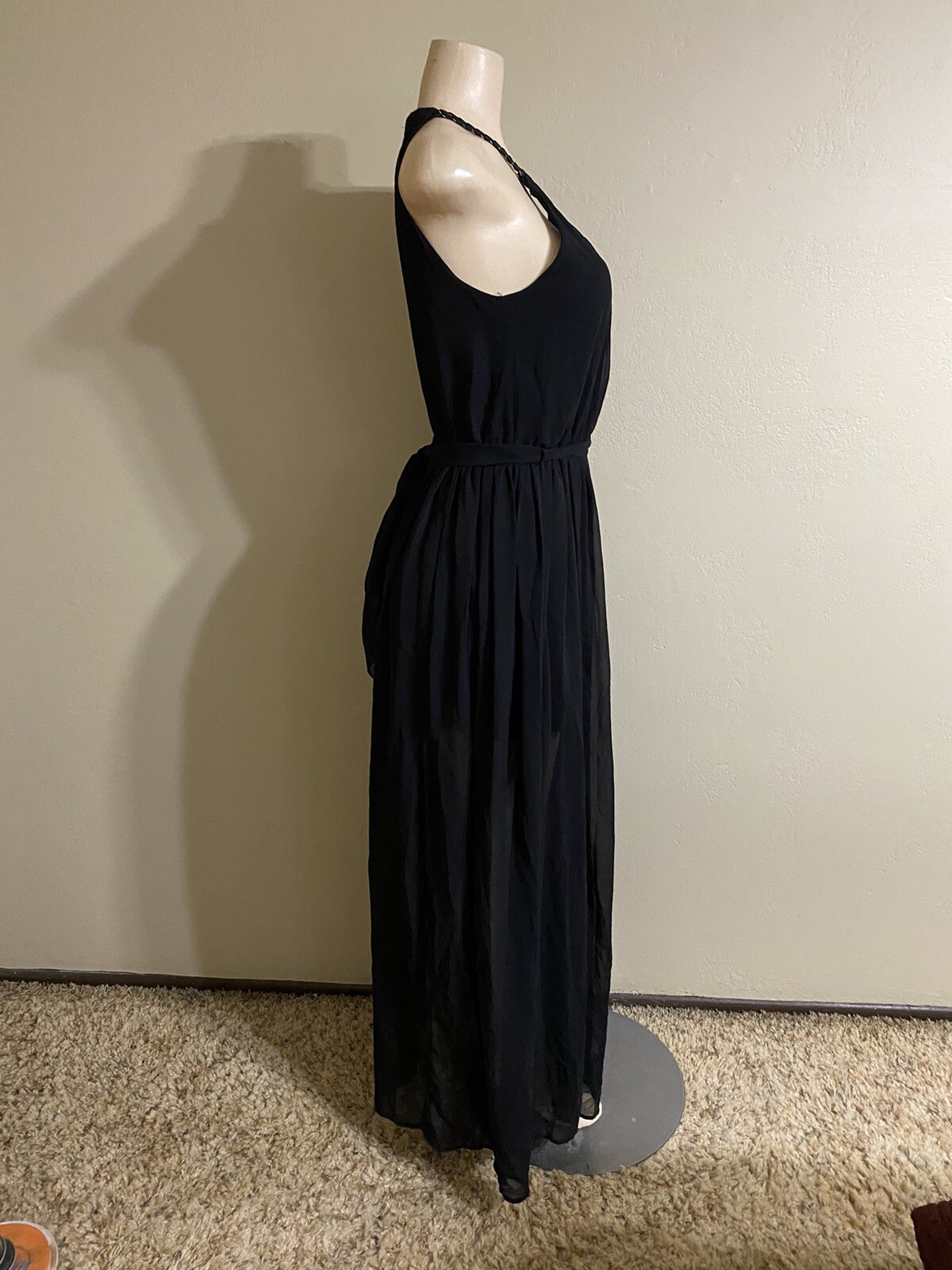 Miss Avenue Size Small Black Sleeveless Open Back Maxi Dress