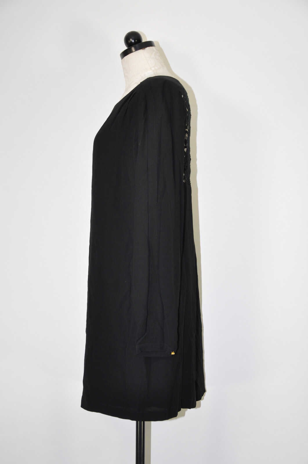 Twelfth Street Black Rayon Crochet Lace Back Whimsigoth Witchy Dress Women L