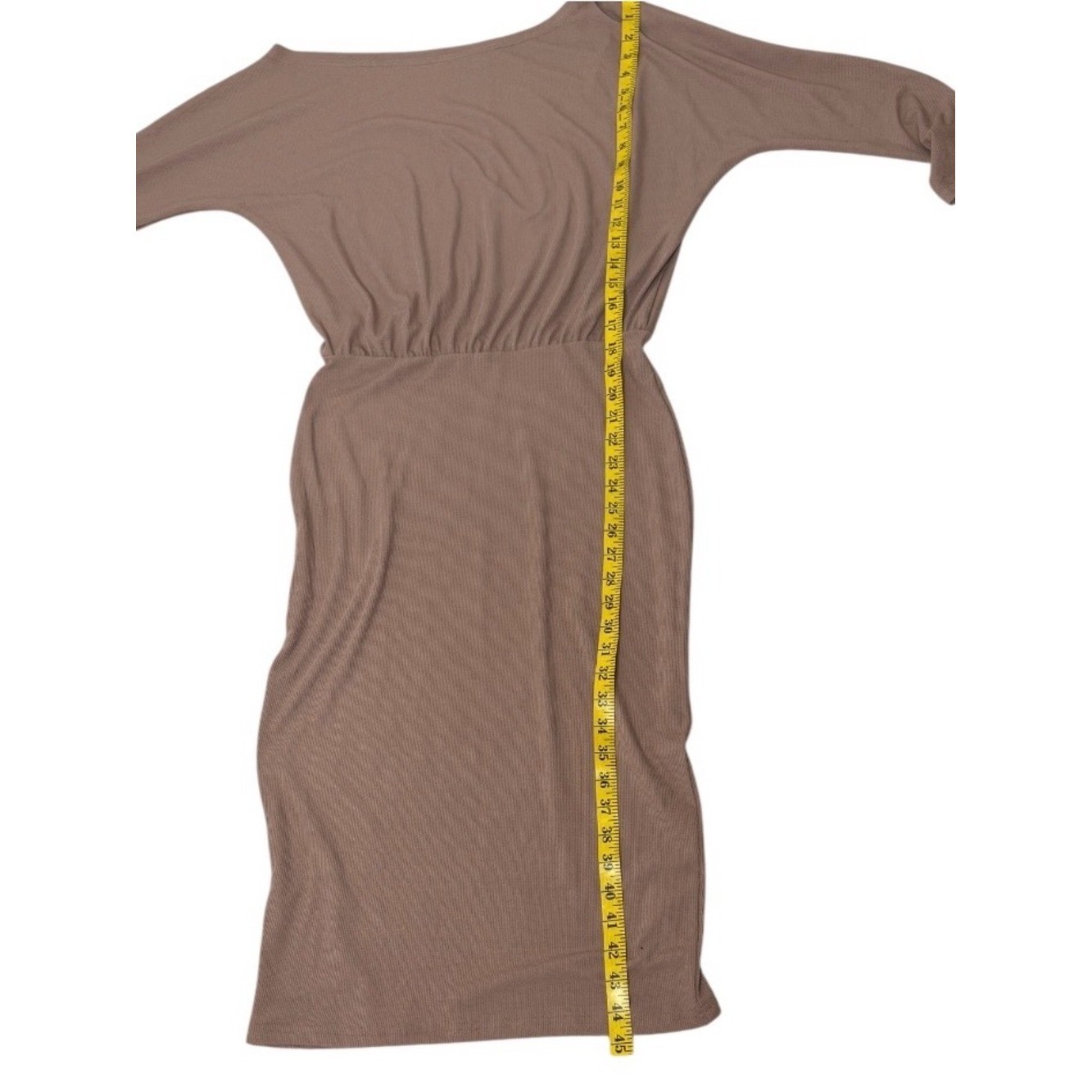 NWT Boutique One Shoulder Ribbed Bodycon Midi Dress TaupeMedium Elastic Waist