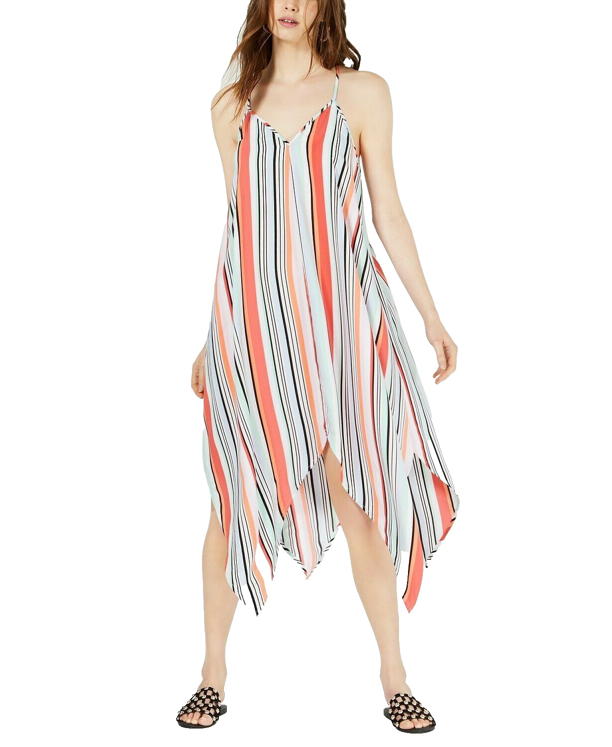 Bar III Women’s Striped Handkerchief-Hem Dress Friendly Stripe Small
