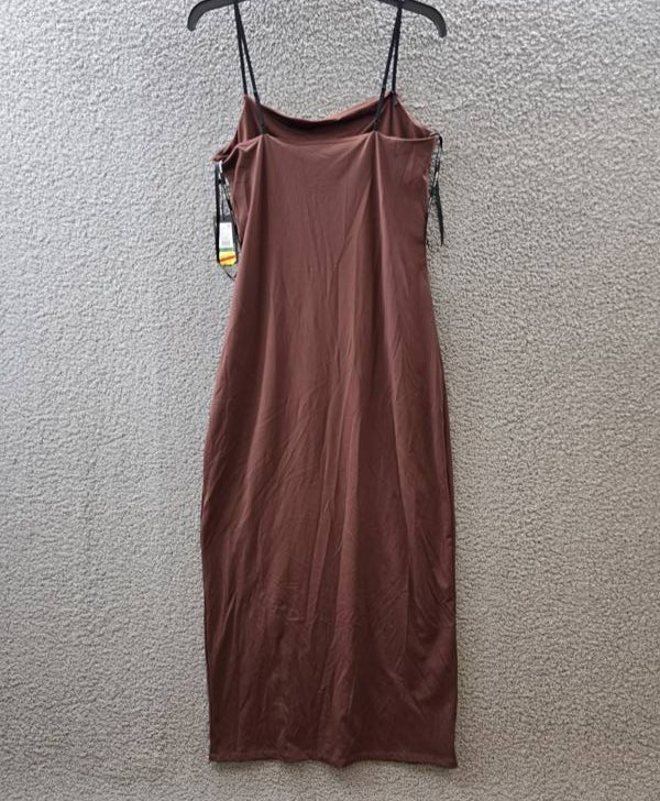 Kenneth Cole Athletic Stretch Maxi Slip Dress Women’s L Deep Chestnut Pullover