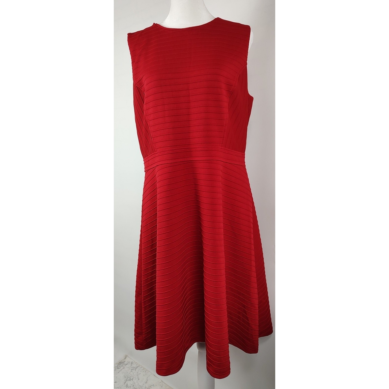 Tommy Hilfiger Fit & Flare Ribbed Dress Size 14 Red