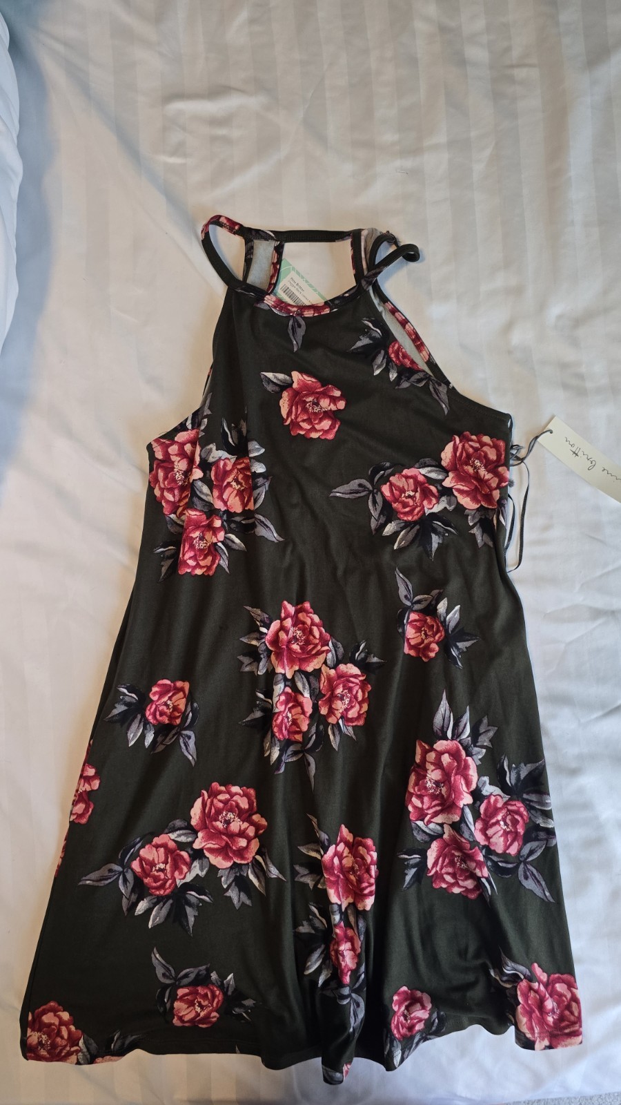 Women’s Sleeveless Olive Floral Dress Size S
