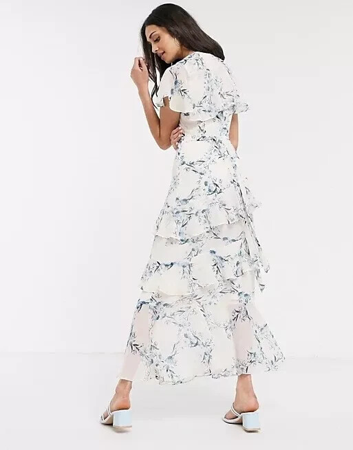 OASIS BEAUTIFUL FLORAL FLOATY RUFFLE DRESS NEW SIZE 12