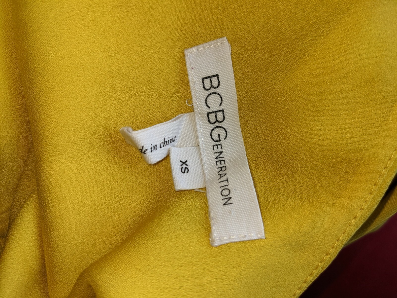 BCBGeneration Yellow One Shoulder Mini Draped Party Dress Pocket Boho XS UK 6/8