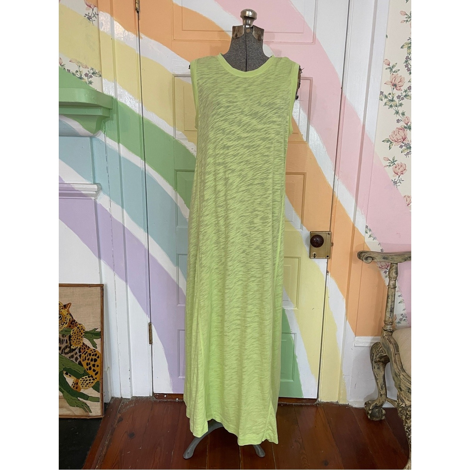 ATM Anthony Thomas Melillo Slub Cotton Jersey Midi Dress Matcha Green Sz XL 🧡🎀