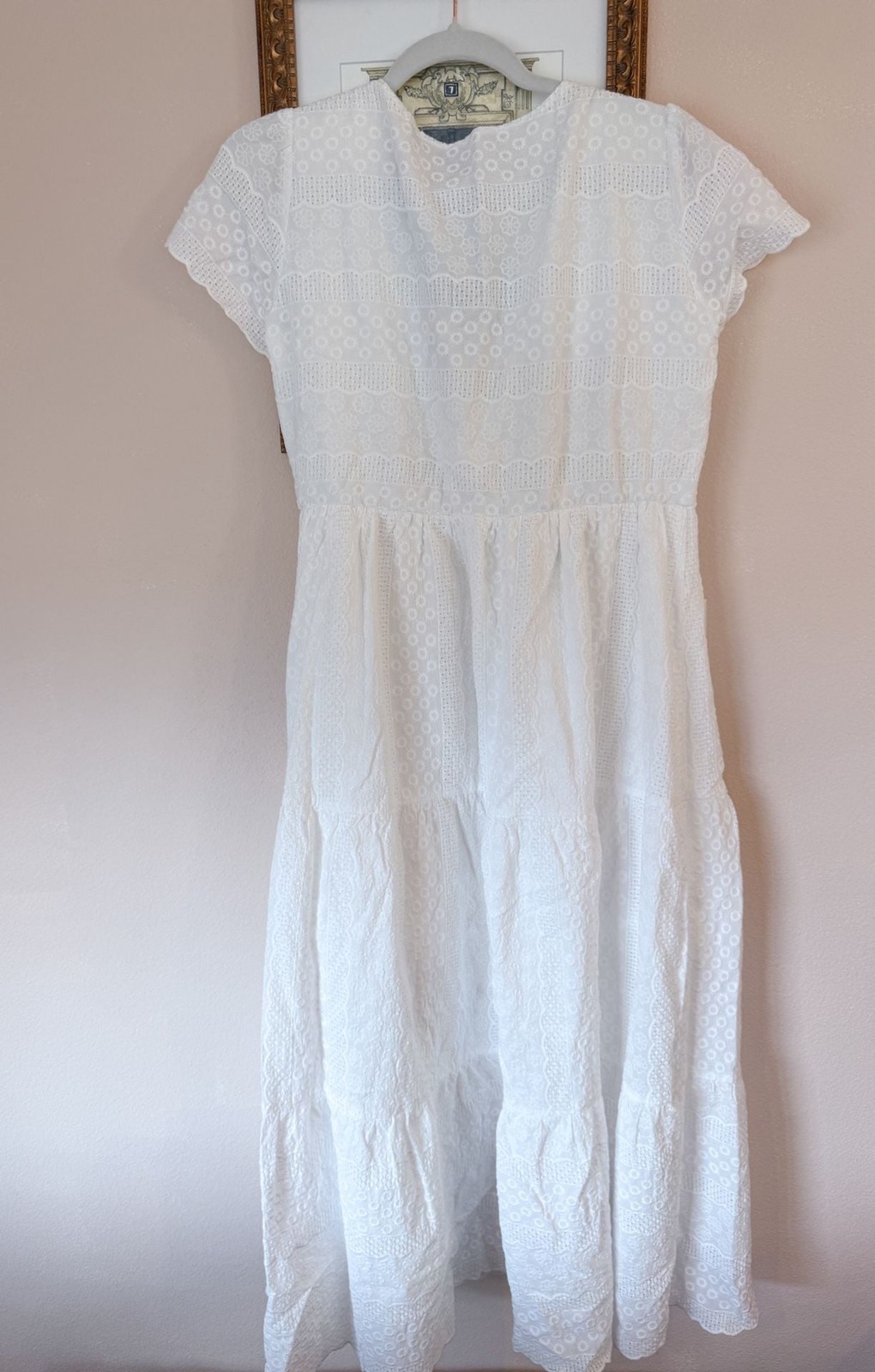 Seraphine Maternity Nursing White V-Neck Broderie Anglaise Midi Dress 6