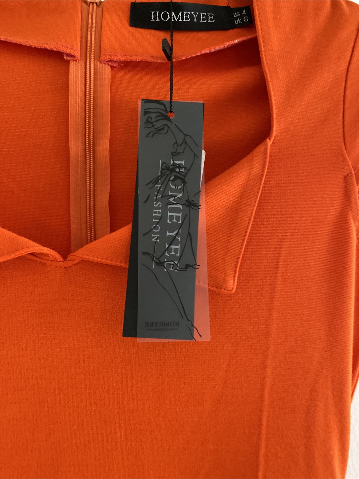 BNWT Sz 8 Unusual ORANGE Korean Asian Suit Dress Stretchy slimming tummy draped