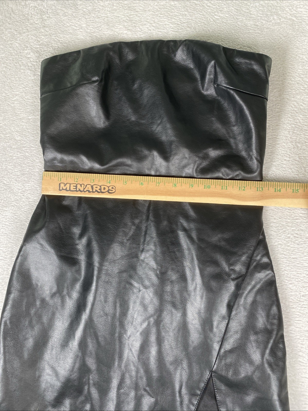 Edikted Faux Leather Strapless Zip Mini Dress Medium Black Y2K Rave 90s