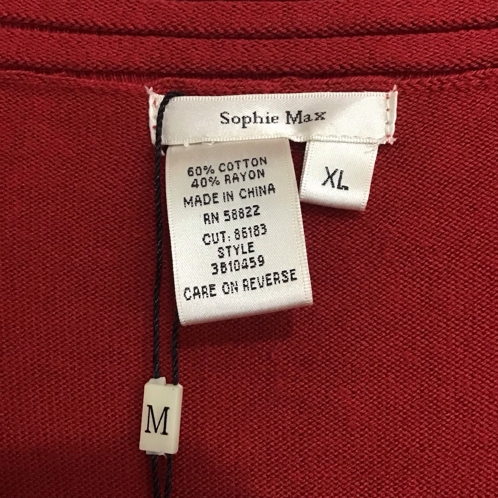 Sophie Max Ruby Red Sweater Dress XL Cotton Blend Long Sleeve
