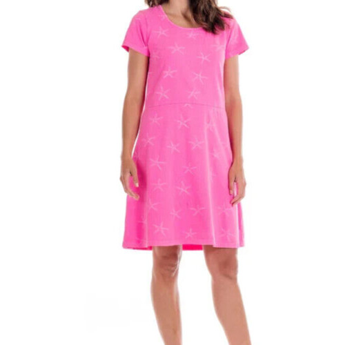 FRESH PRODUCE Medium Cosmos Pink $75 Starfish Sadie Jersey Cotton Dress NWT M