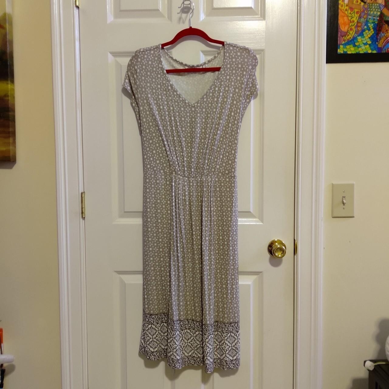Isaac Mizrahi Women’s Taupe and White Dress Size 1x Fit and Flare