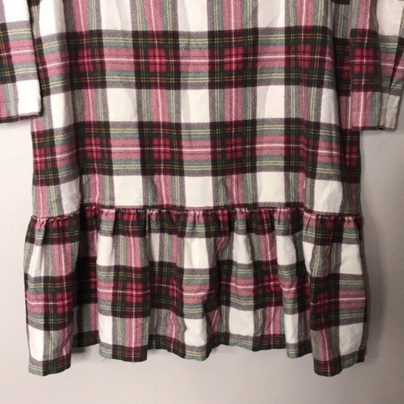 Hanna Andersson Women Plaid Flannel Ruffle Hem Dress Red Green 14-16