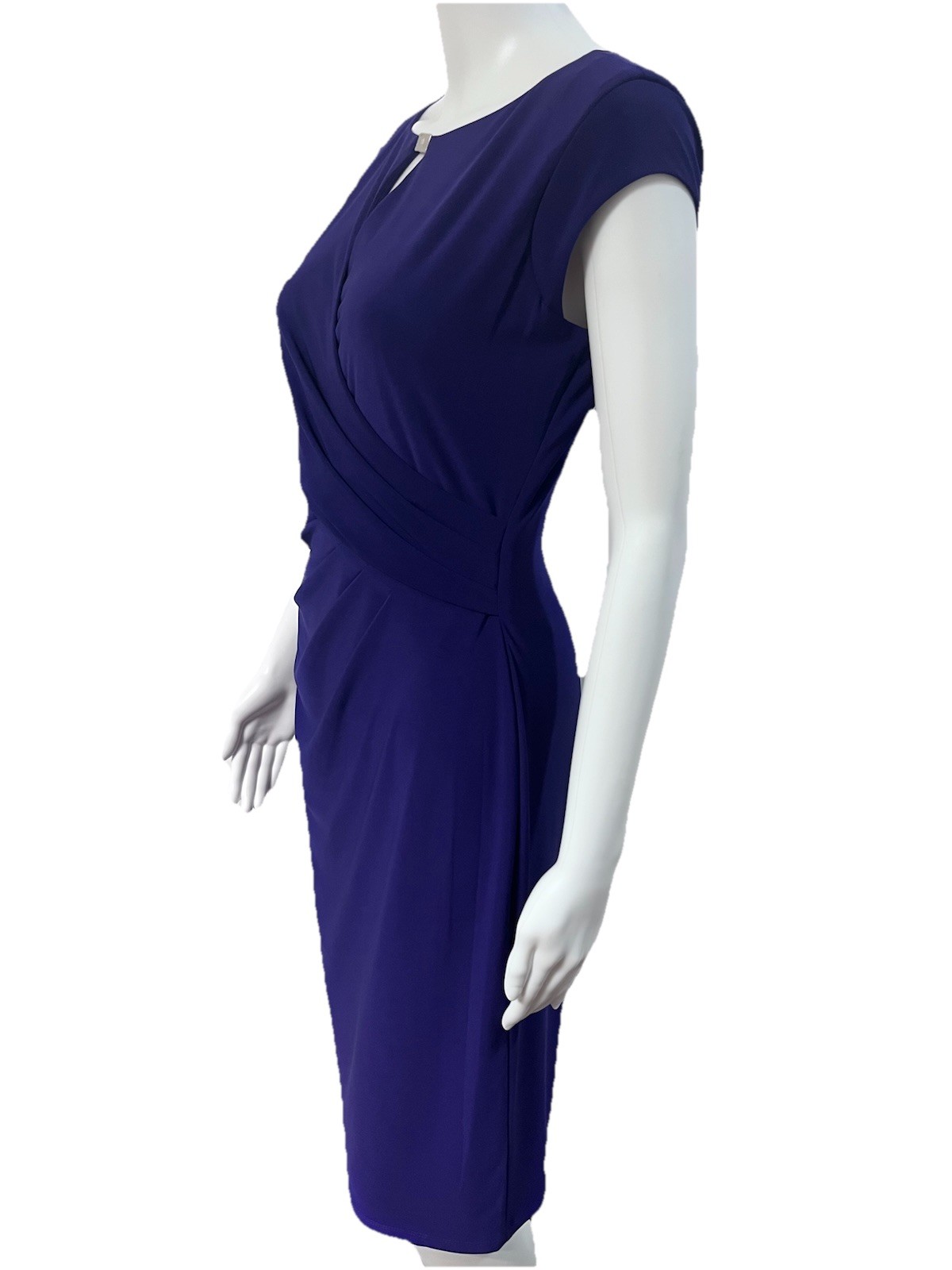 Lauren Ralph Lauren Size 4 Purple Ruched Stretch Dress Faux Wrap Career Church