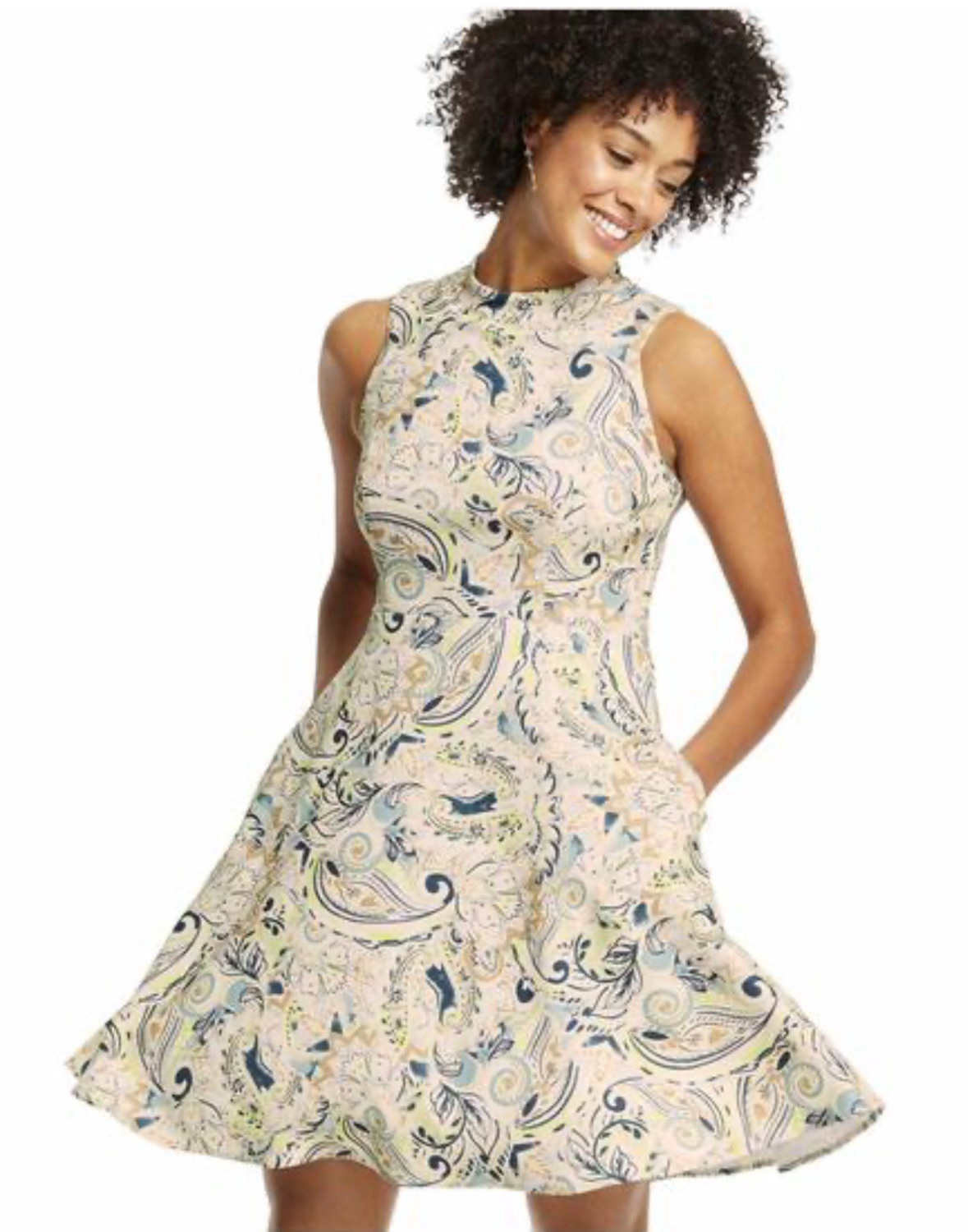 🔥 $159.50 Johnston & Murphy Women’s Halter Dress Paisley Beige Multi Sz 8 🔥