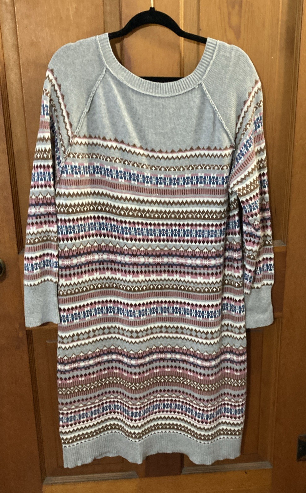 Sundance Elise Lighthouse Fair Isle Wool Knit Dress Sz XL Sweater Dress Nordic ￼