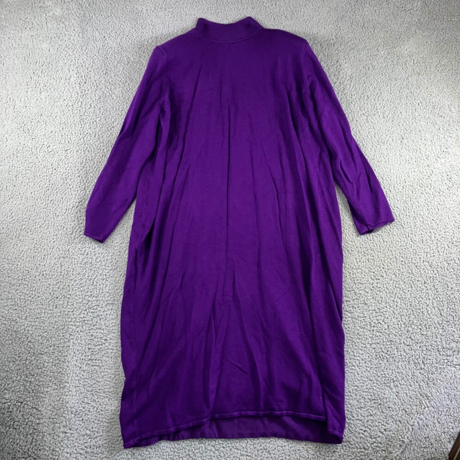 Sergio Hudson Strong Shoulder Sweater Dress 4X Mock Neck Midi Long Sleeve Knit