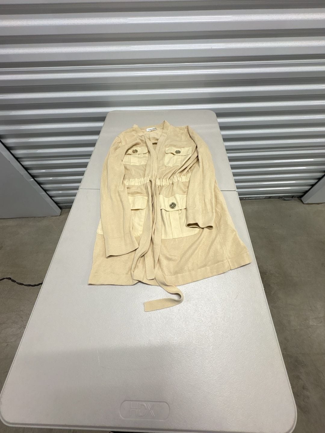 Calvin Klein Beige Dress With Large Gold Tone Buttons. Size SP.