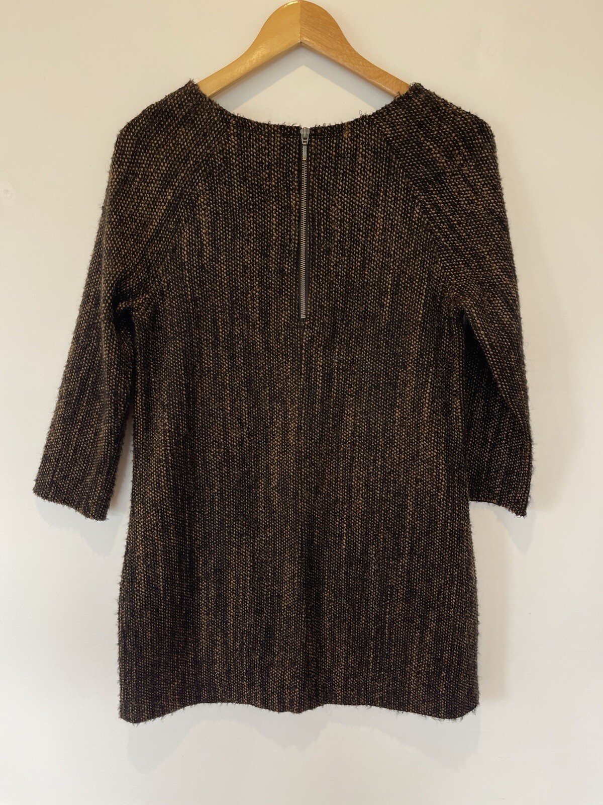 Husk Women’s Wool Blend Brown Mini Dress Size 2 Pockets Half Sleeve EUC