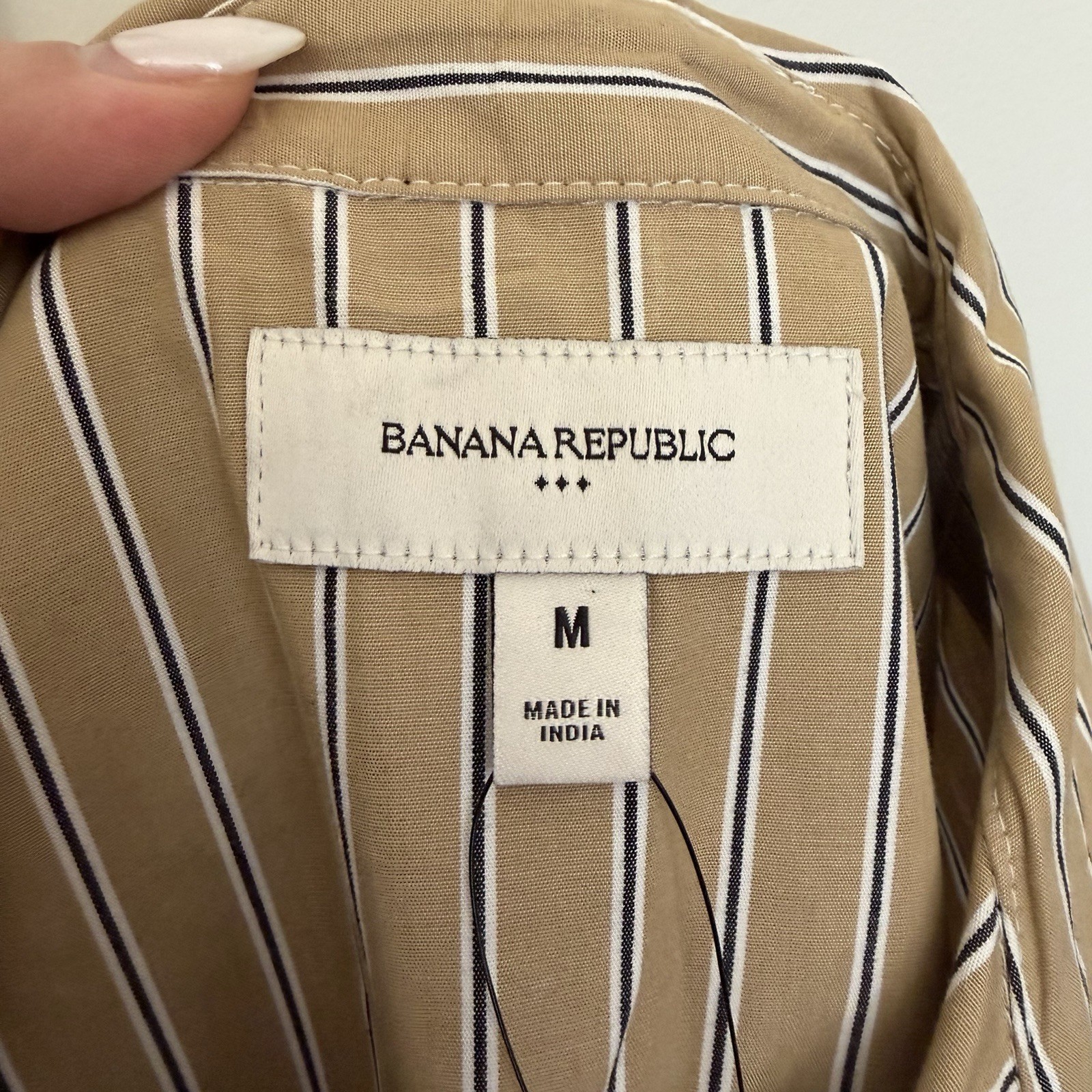 NWT Banana Republic Poplin Striped Mini Dress Tan M