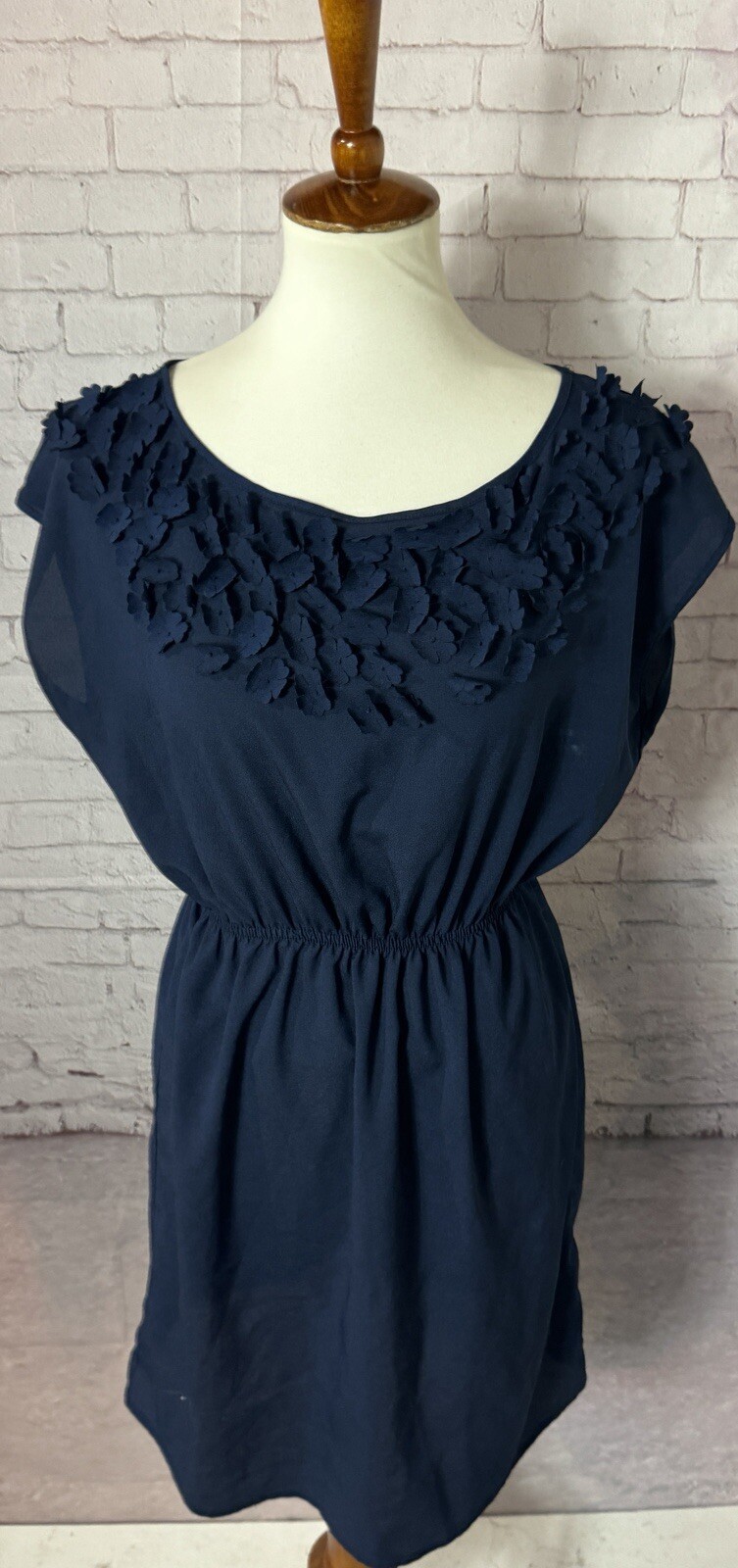 One Clothing Navy Blue Short Sleeved A-Line Dress Size Small