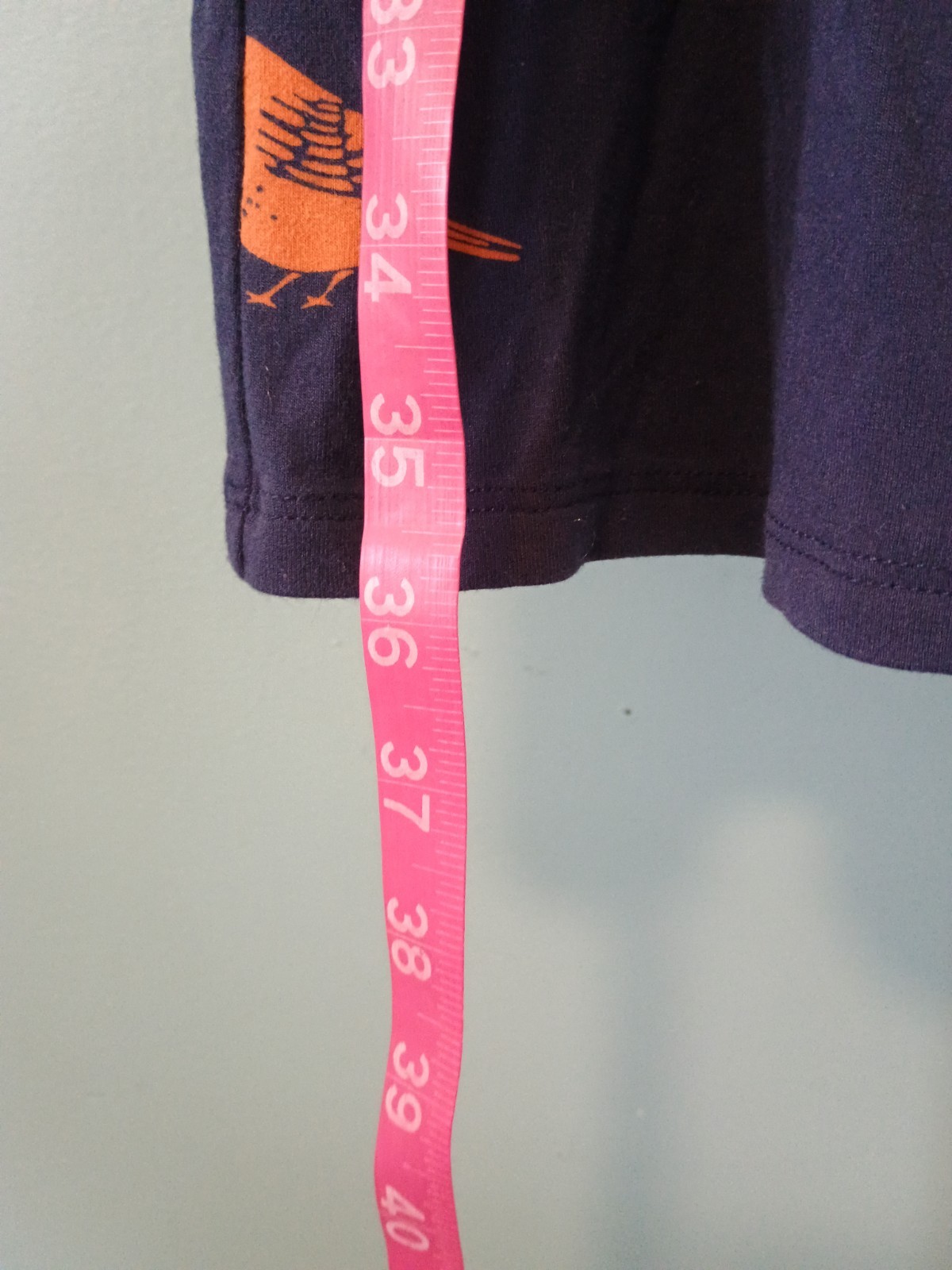 Boden Navy Dress Size 4 Long Orange Bird Print 3/4 Length Sleeves Nature
