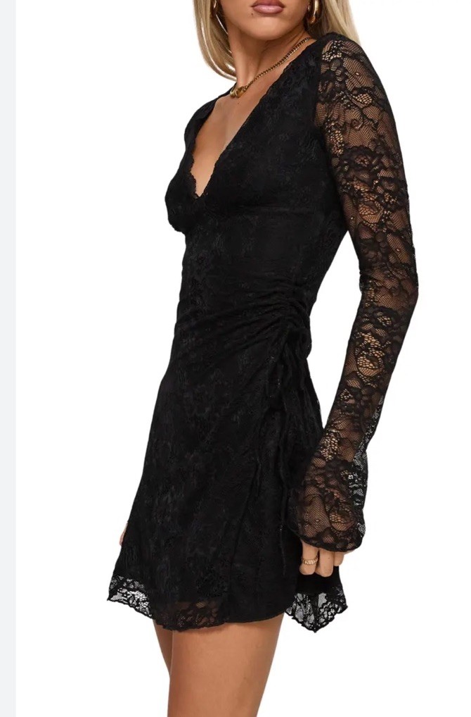 Polly Princess Airabella Lace Long Sleeve Minidress Black Lace Size 2 NWT