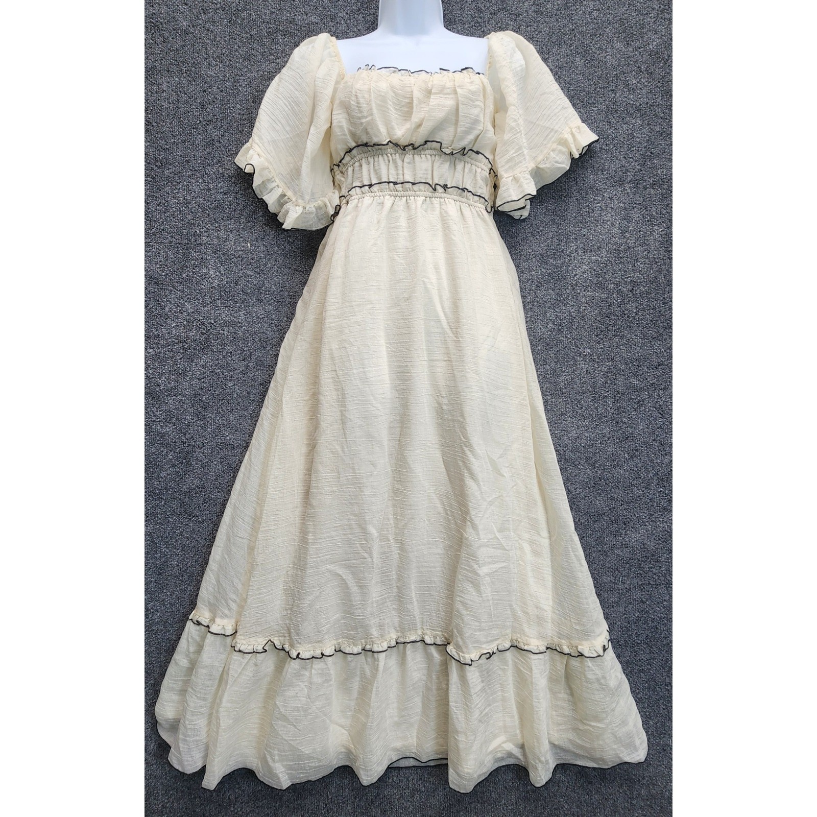 Selfie Leslie Womens Cottagecore Boho Puff Sleeve Empire Maxi Dress Large