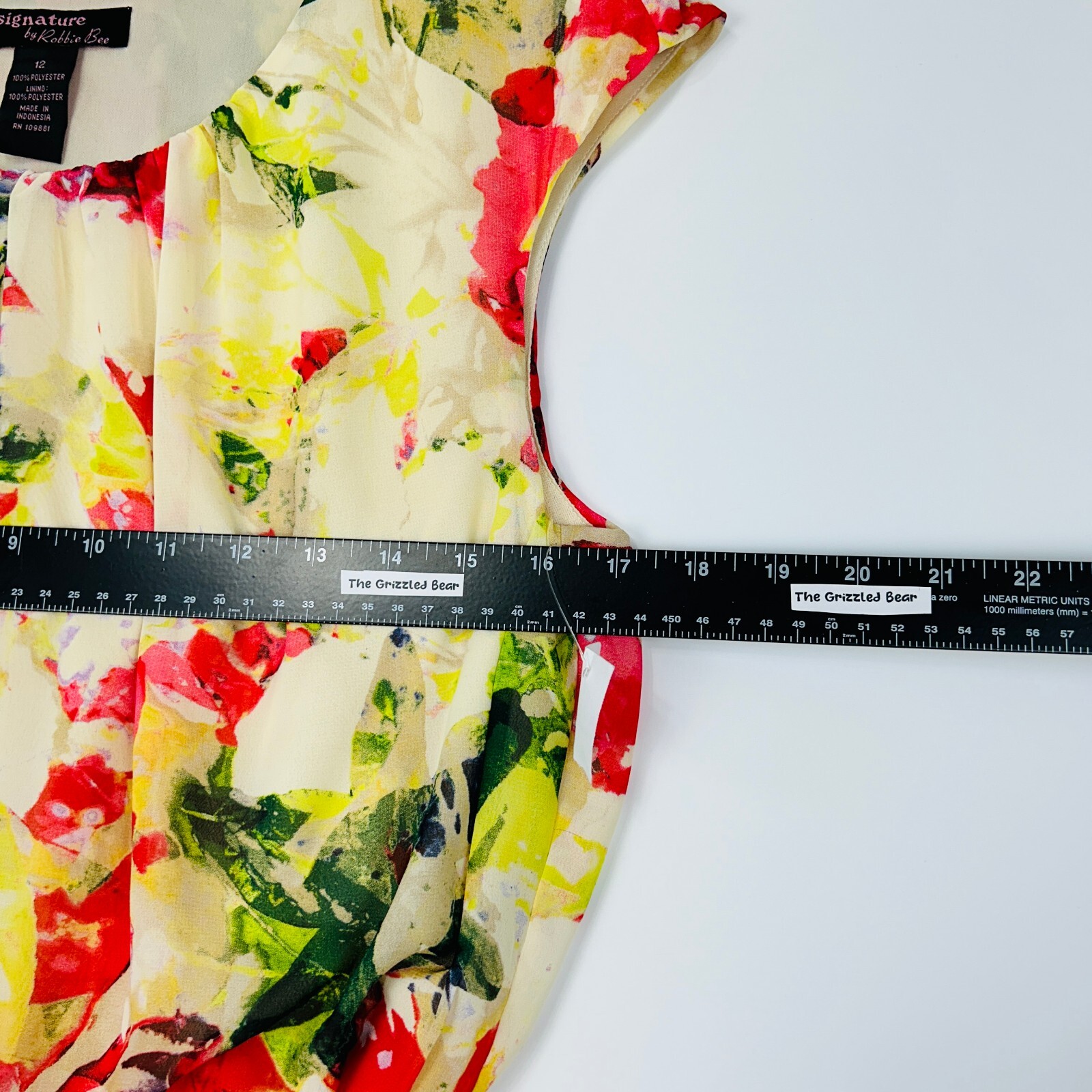 Robbie Bee Ruffle Dress Women 12 NEW Graphic Floral Sleeveless Flounce A-Line