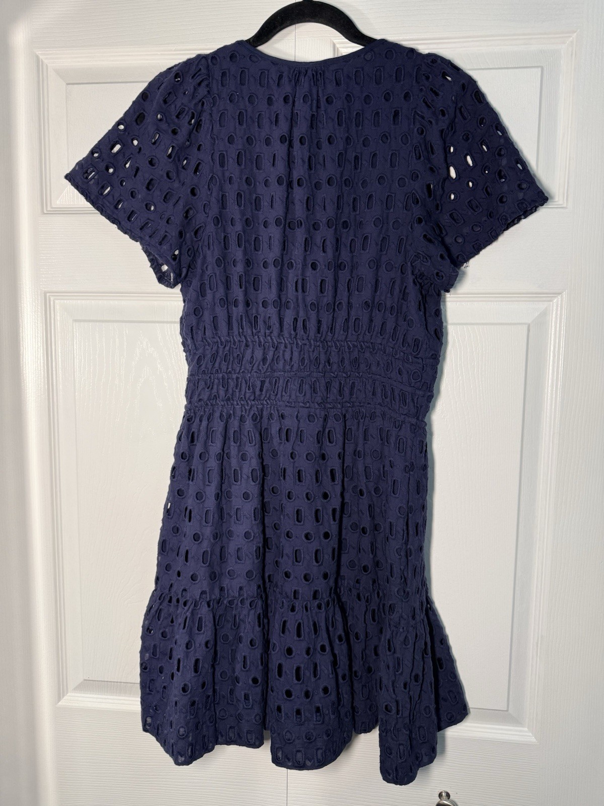 Anthropologie 96% Cotton Navy Blue Fit & Flare Dress M