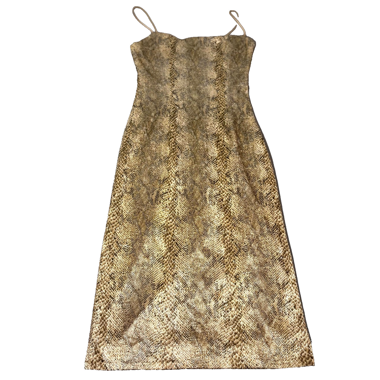 Y2K Maria Bianca Nero Cocktail Formal Dress Women S Beige Faux Leather Snakeskin