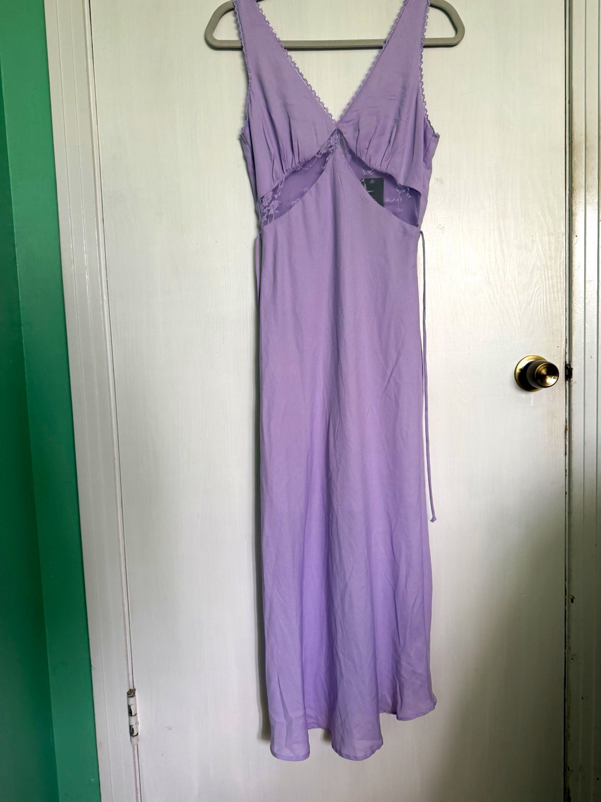 Wild Fable Women’s Lavender Solid Lace Trim Slip Midi Dress V-Neck Strappy XXS
