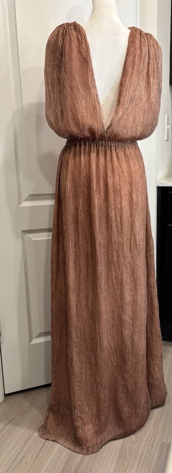 BOBI BLACK (Revolve) Formal Maxi Dress XS Double V-neck Boho Flowy Feminine