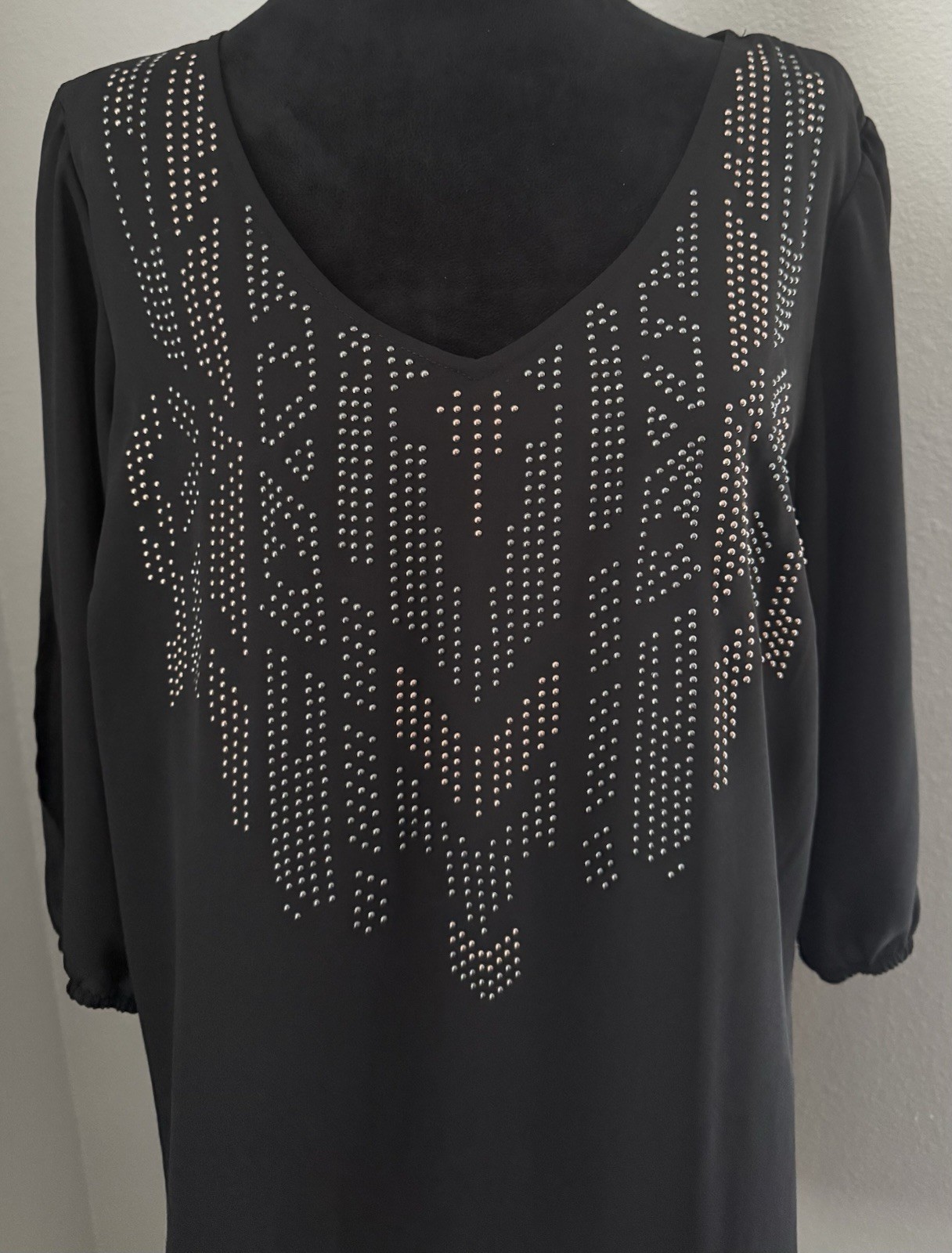 BeBop, Long Sleeve Dress With Silver And Rose Gold Studded Detailing, Size XL