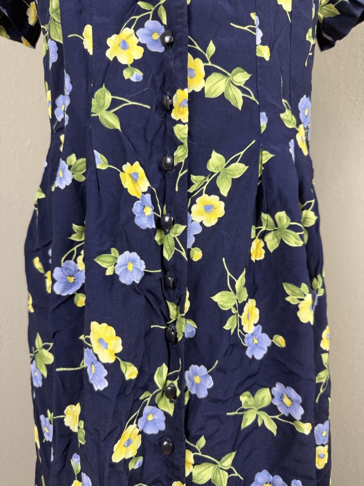 Vintage Worthington Navy Blue Floral Cottagecore Dress