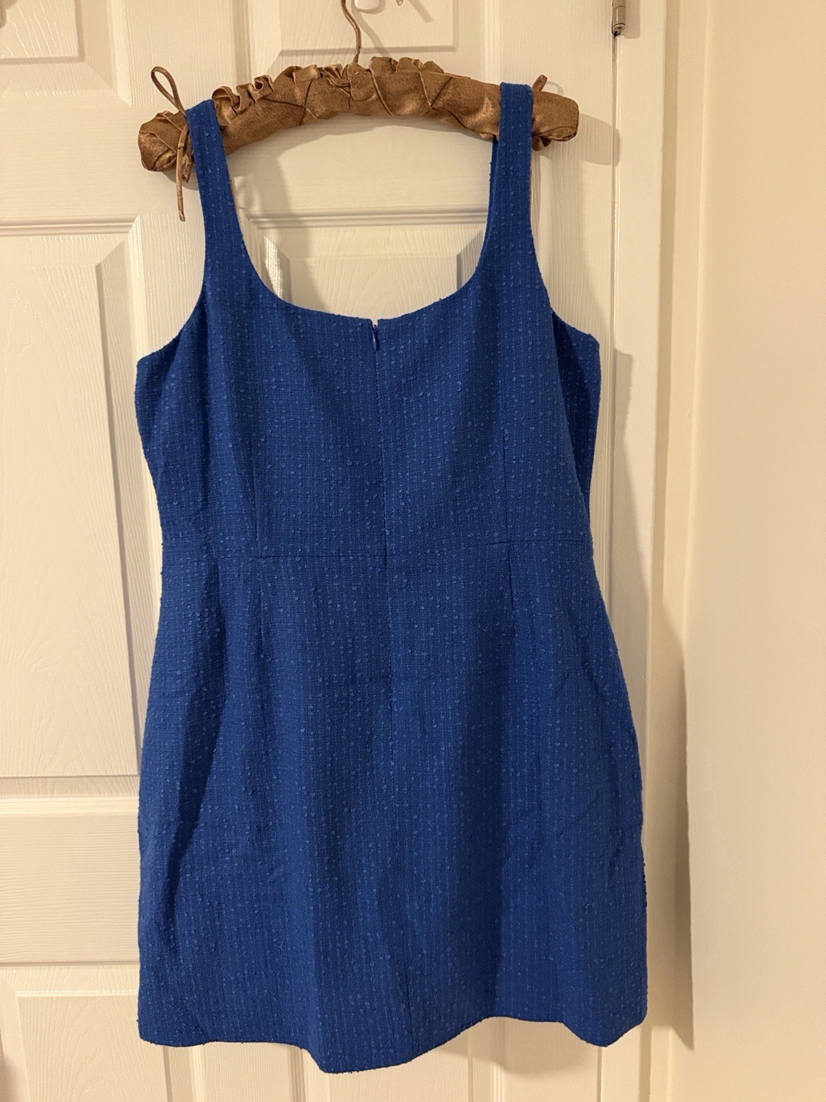 Veronica Beard Sabra Sheath Dress 16 Blue Tweed Square Neck Lined Zip