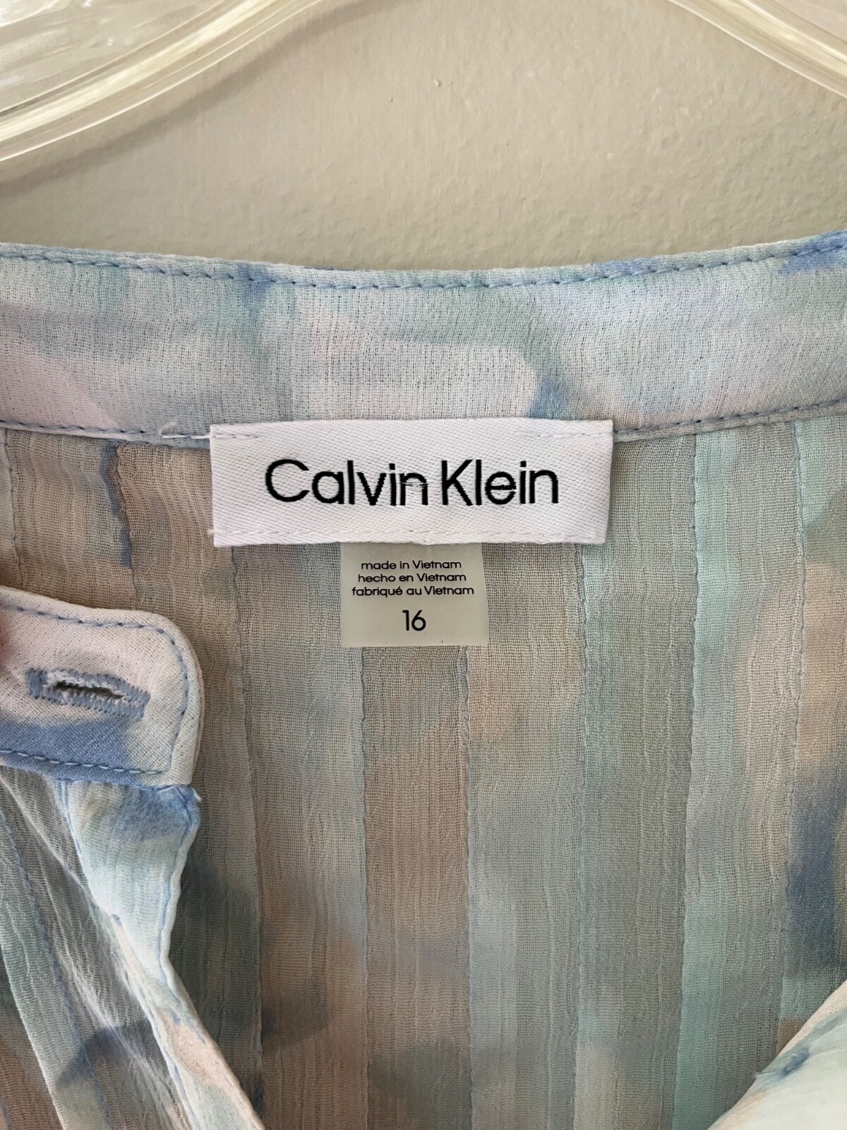 Calvin Klein Size 16 Flutter Cap Sleeve A Line Midi Lined Dress Floral V Neck