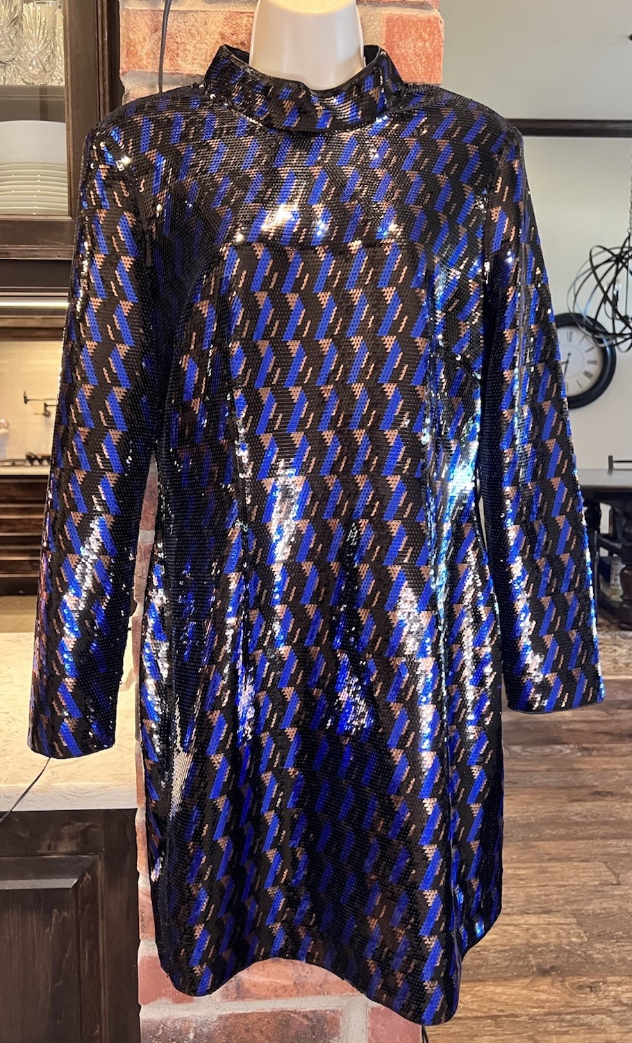 & Other Stories Sequin Mini Dress In Blue And Black Size 8