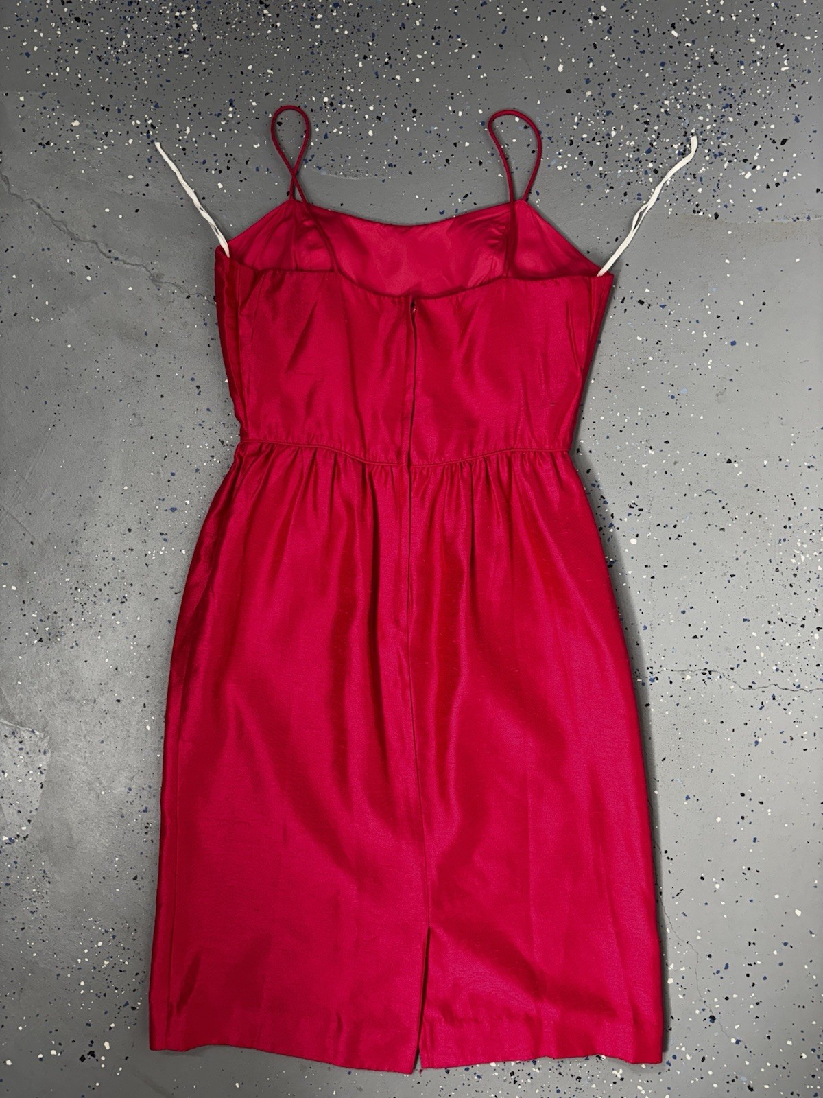 Vintage 60s Hot Pink Cocktail Sheath Dress Silk Dupioni Bombshell Pin-up M 10