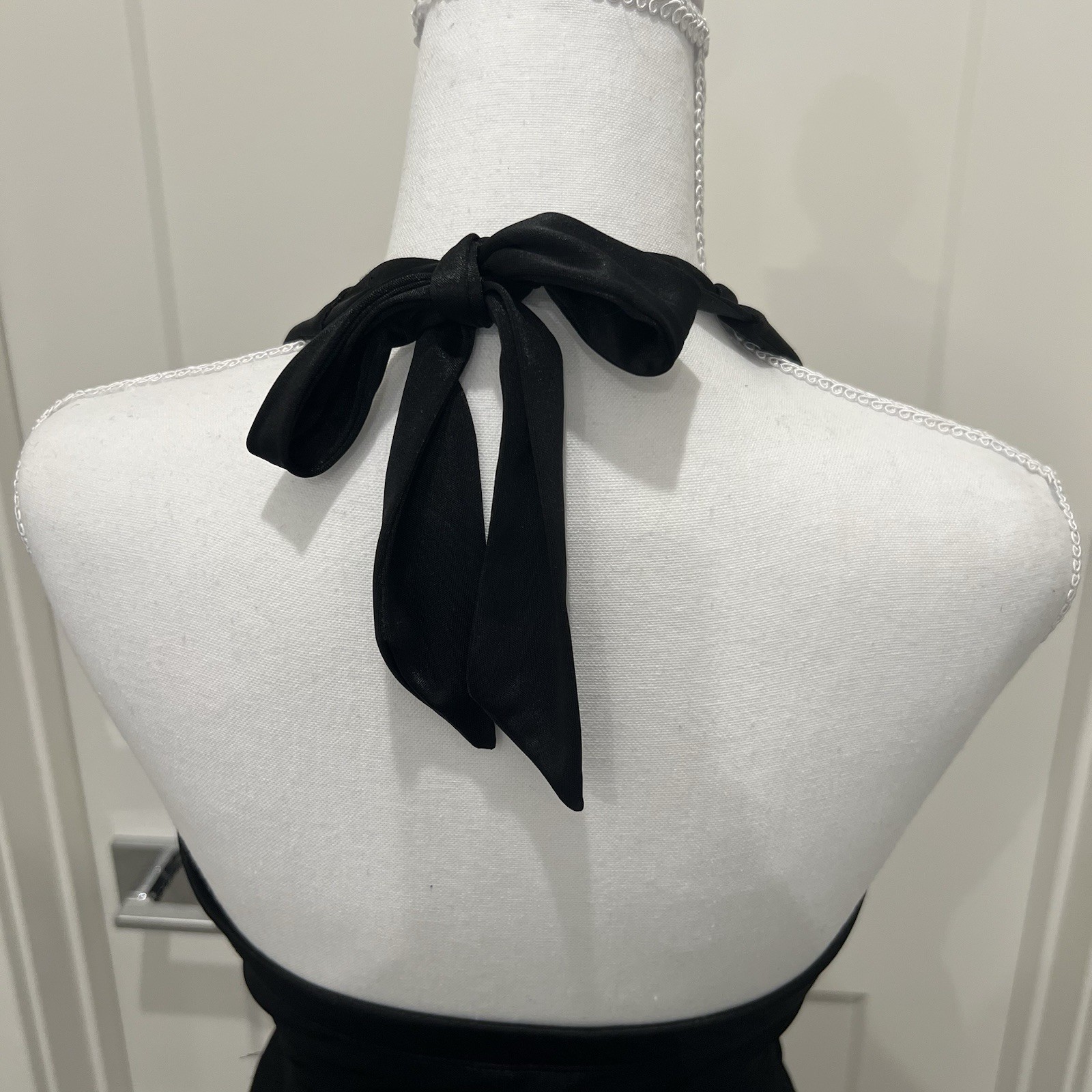 Speechless Y2K Black Satin Pleated Halter Dress Crystal Buckle Size S