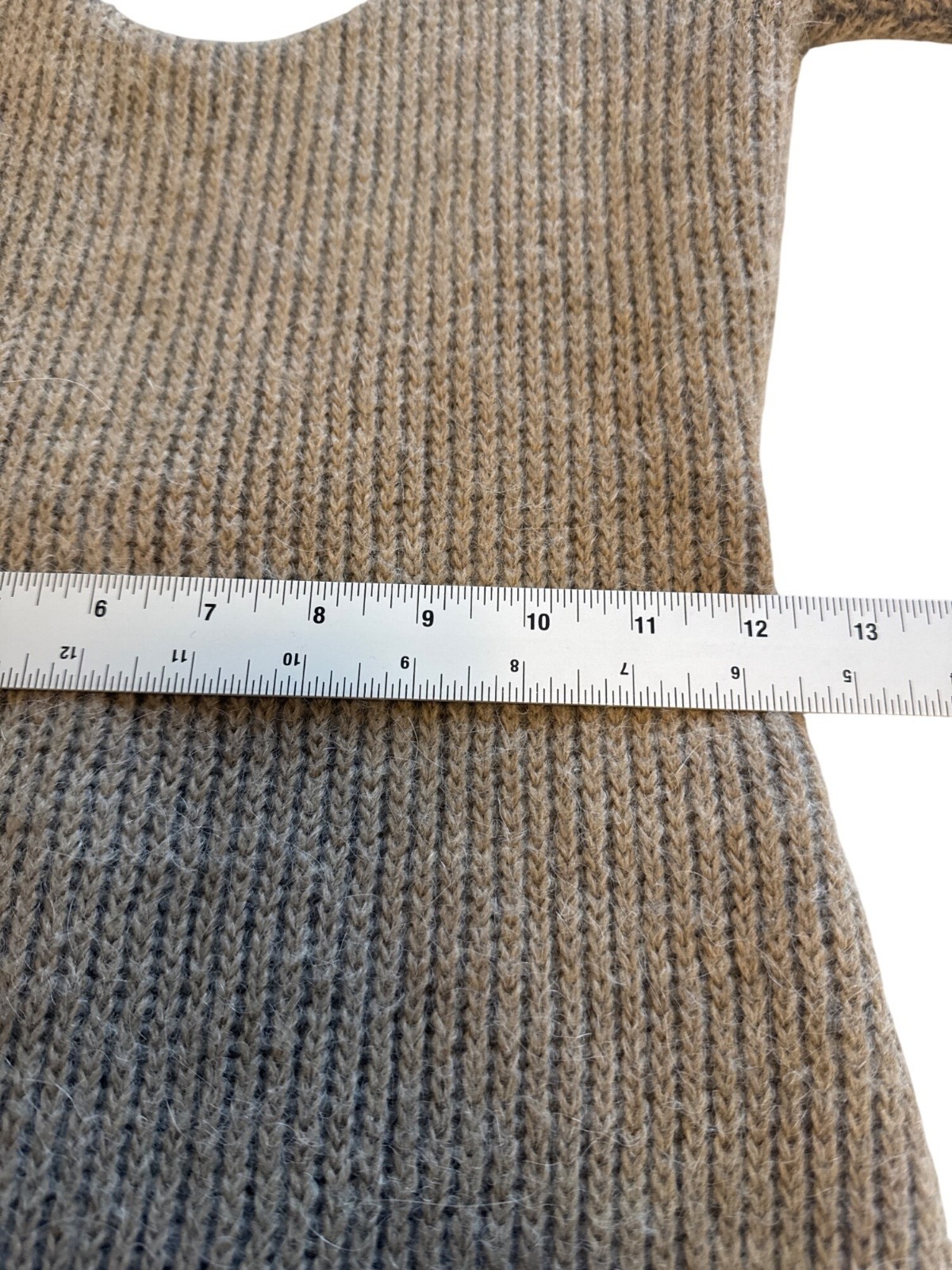 Y2K Sky Open Back Sweater Dress M Chain Detail Alpaca Blend Ribbed Knit USA Made