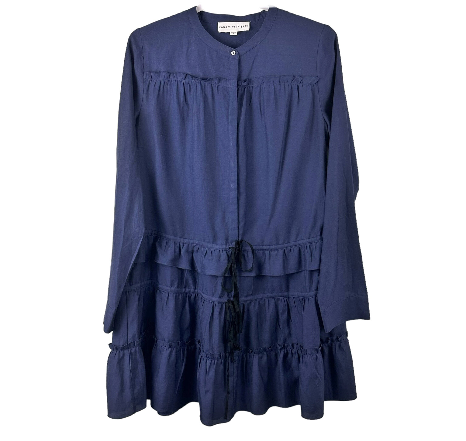 Robert Rodriguez Women’s Size 6 Blue Silk Tiered Short Dress Silk Blend Casual