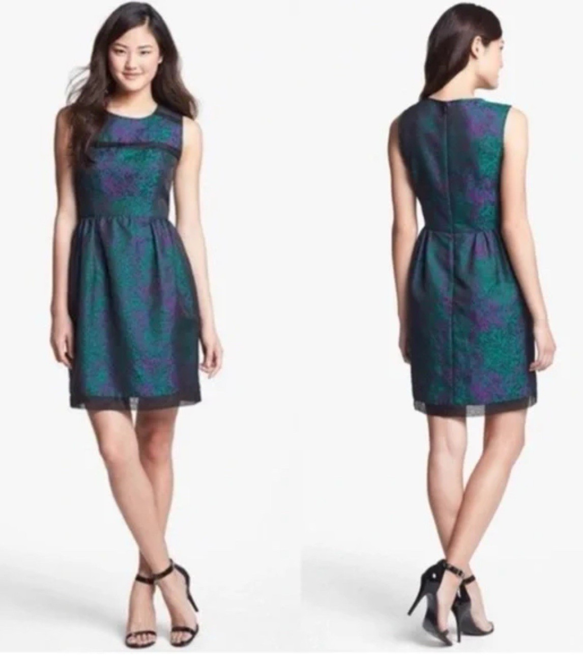 Maggy Boutique Ivy & Blue Dress Green Black Purple 14 Career Church Party