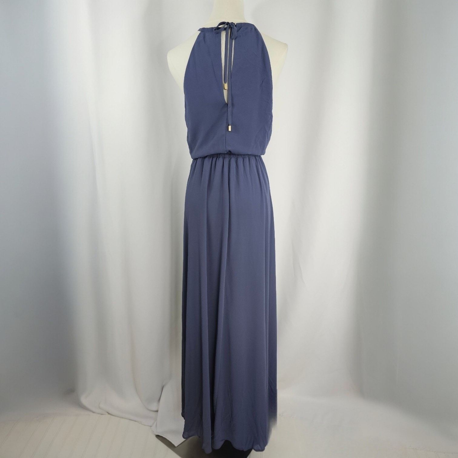 Lulus Blue Halter Neck Keyhole Back Formal Chiffon Maxi Dress Women’s Size L NWT