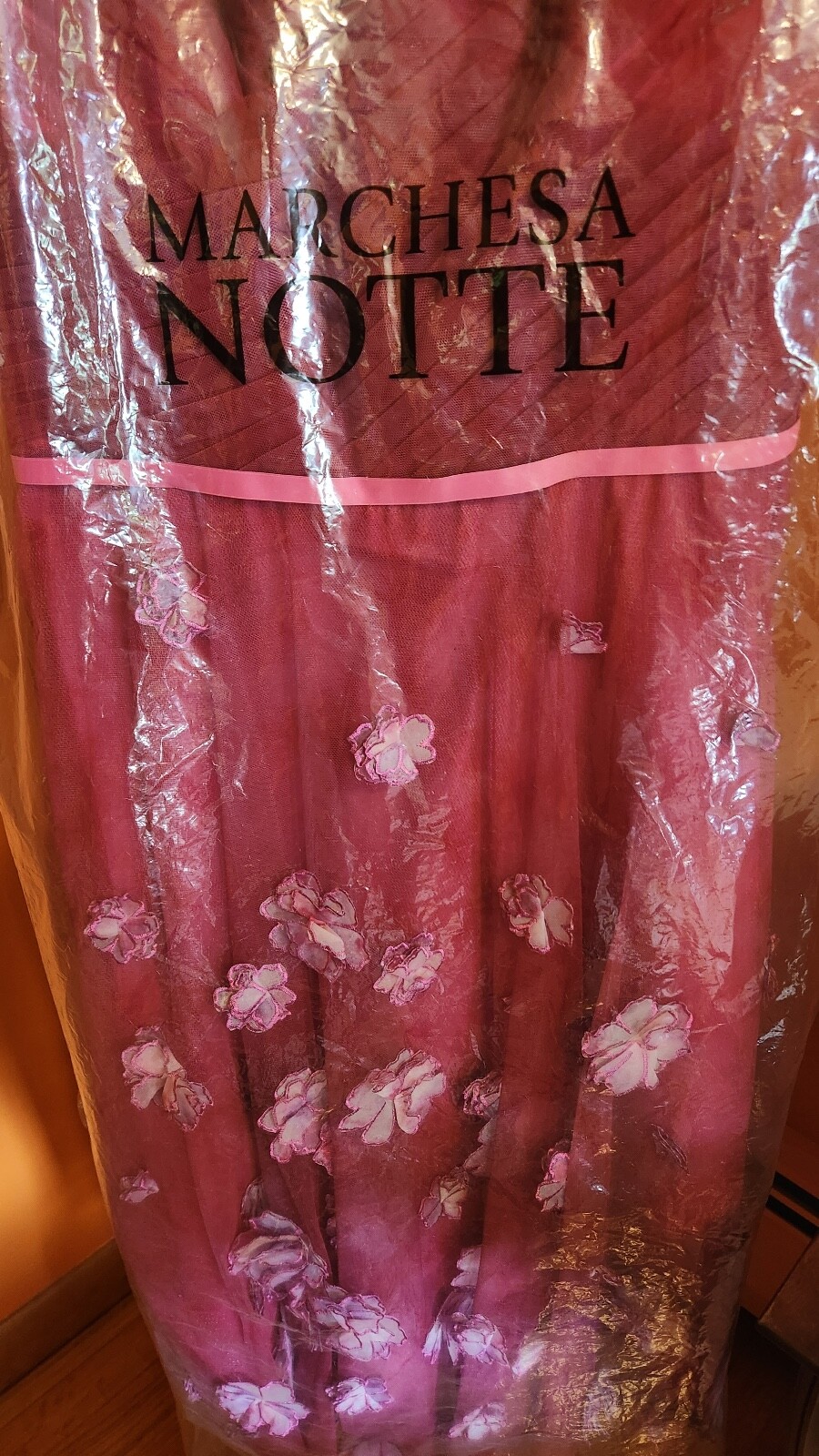 *NEW* Marchesa ~ DRESS Notte Midi 8 ~ Fuchsia tulle floral appliqués & EARRINGS