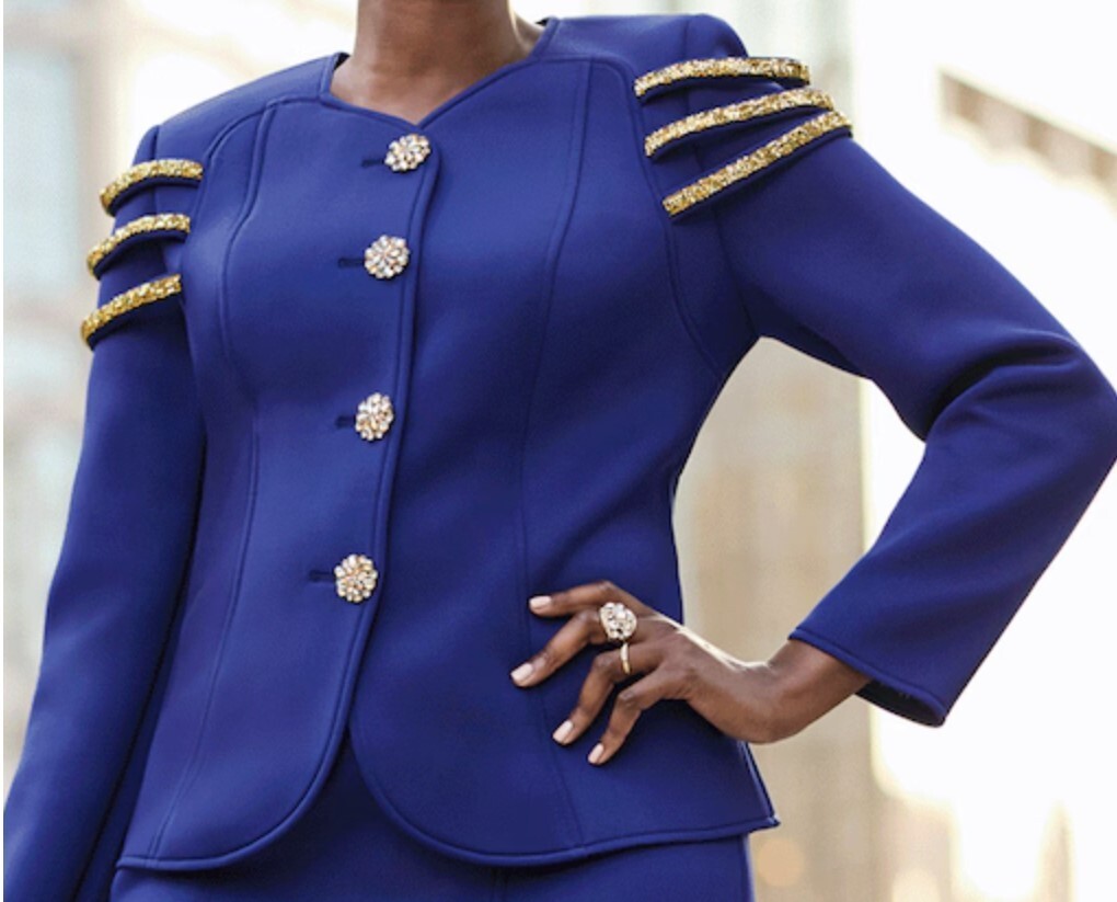 18W PLUS Ashro Blue Gold Formal Wedding Church Andraya Jacket Dress